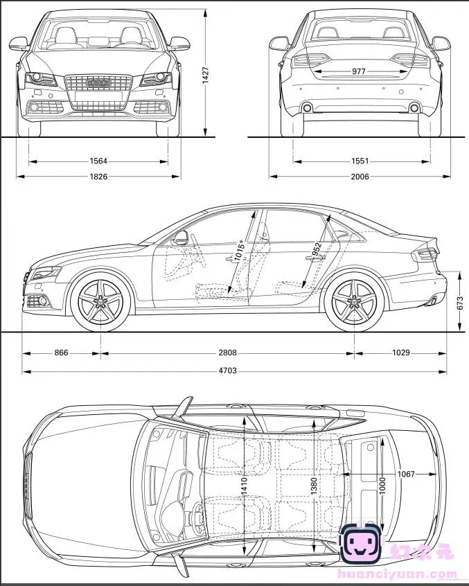 各大品牌汽车设计蓝图汽车平面图纸