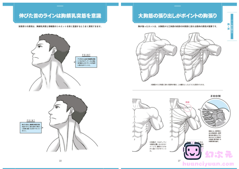 [漫画教程][日文]肌肉的画法!通过部位了解结构并进行区分描绘[130P]