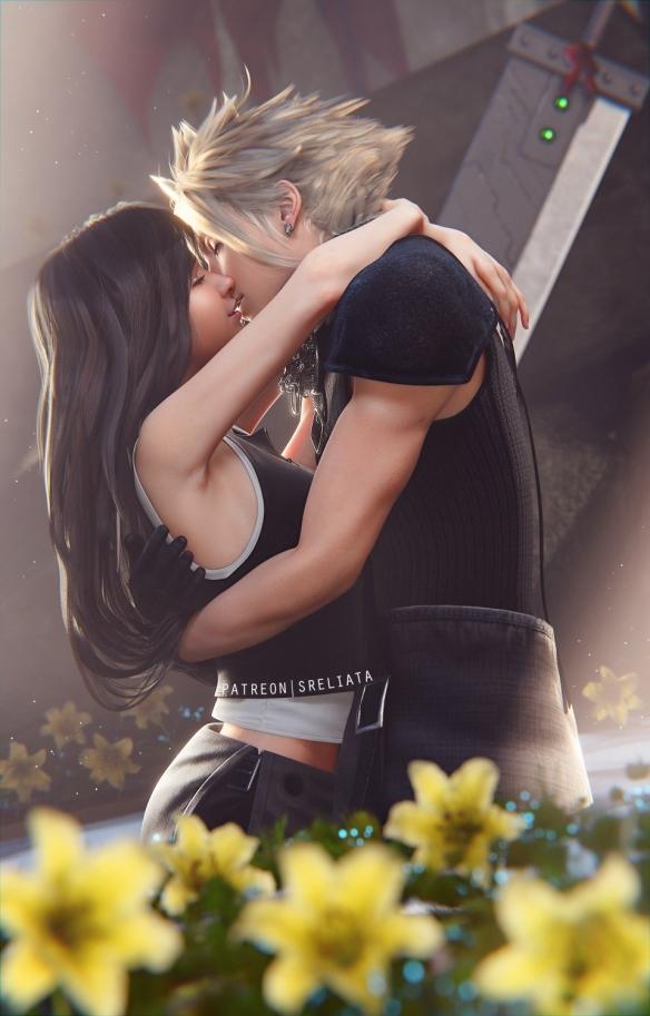 《最终幻想7RE》蒂法3D美图赏：与克劳德激情热吻！