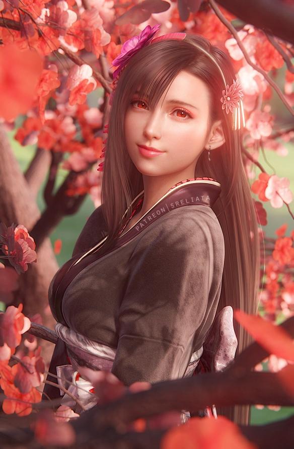 《最终幻想7RE》蒂法3D美图赏：与克劳德激情热吻！