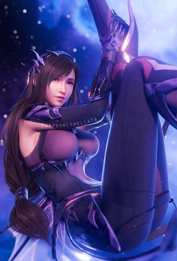 《最终幻想7RE》蒂法3D美图赏：与克劳德激情热吻！