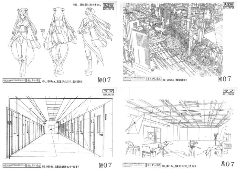 [线稿集]UN-GO 第7话 角色 小物 场景美术线稿设定[59P]